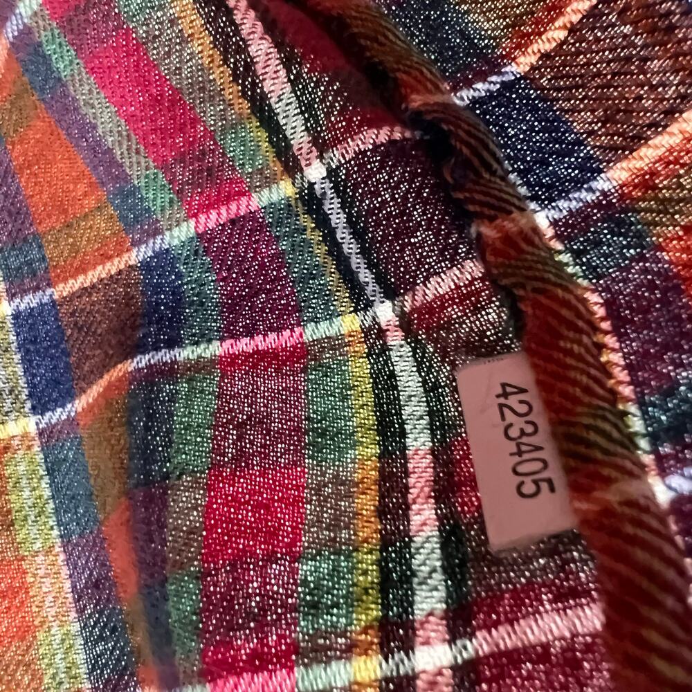 VTG Casey & Max Plaid Flannel Blouse Velvet Collar Embroidered Fall Womens Large - Picture 4 of 10